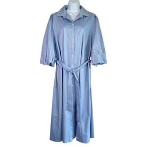 Misook‎ Midi Button Up Shirt Dress Light Blue Size Medium Work Church Preppy